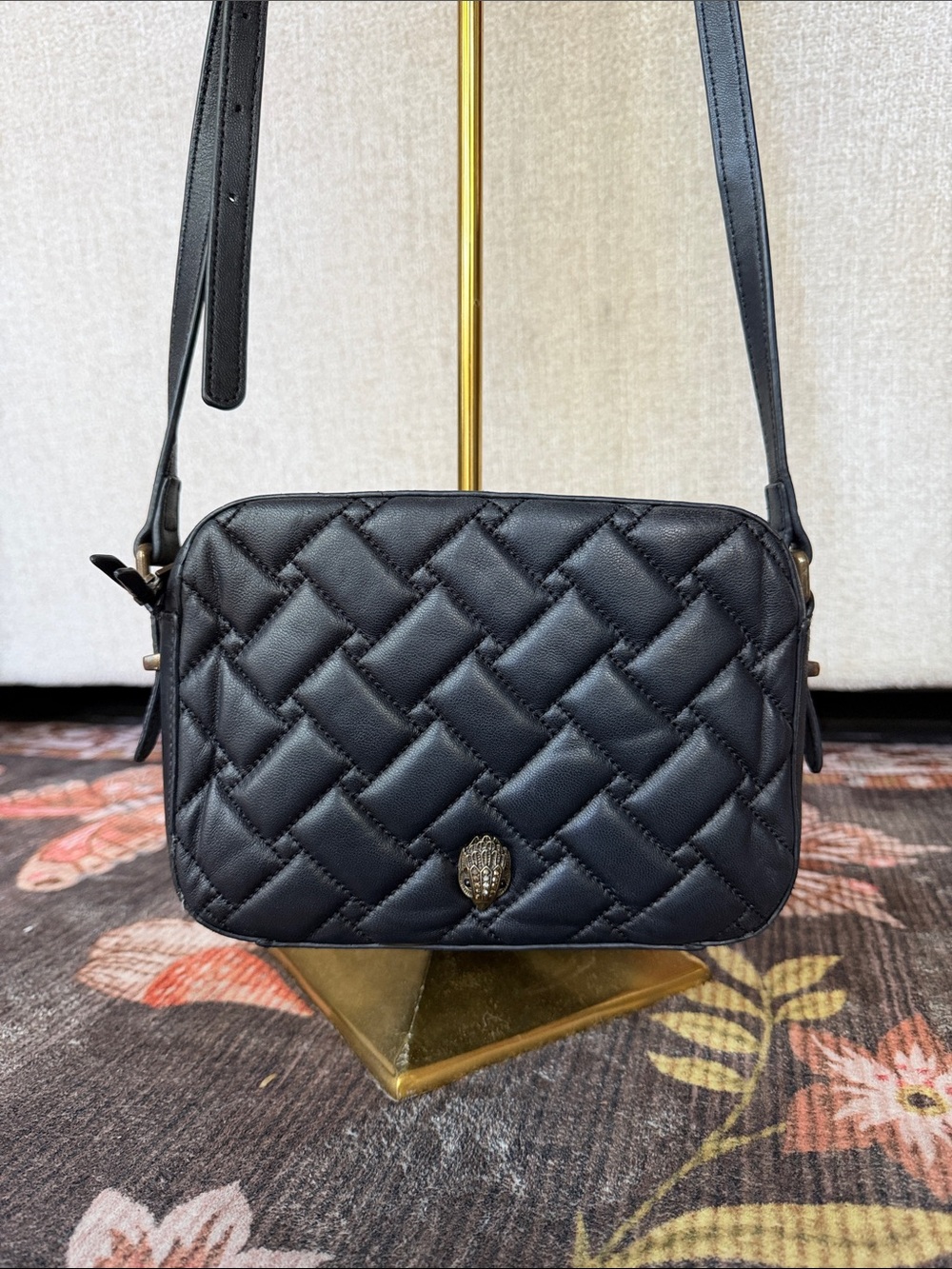 Gunmetal Black Kurt Geiger As Is KURT GEIGER Camera Leather Crossbody Shoulder